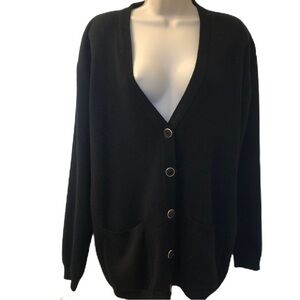 Vintage Westbound Women's Black V Neck Grandma Button Cardigan Sweater Medium